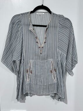 Isabel Marant Étoile Striped Embroidered Cotton Blouse Size 38